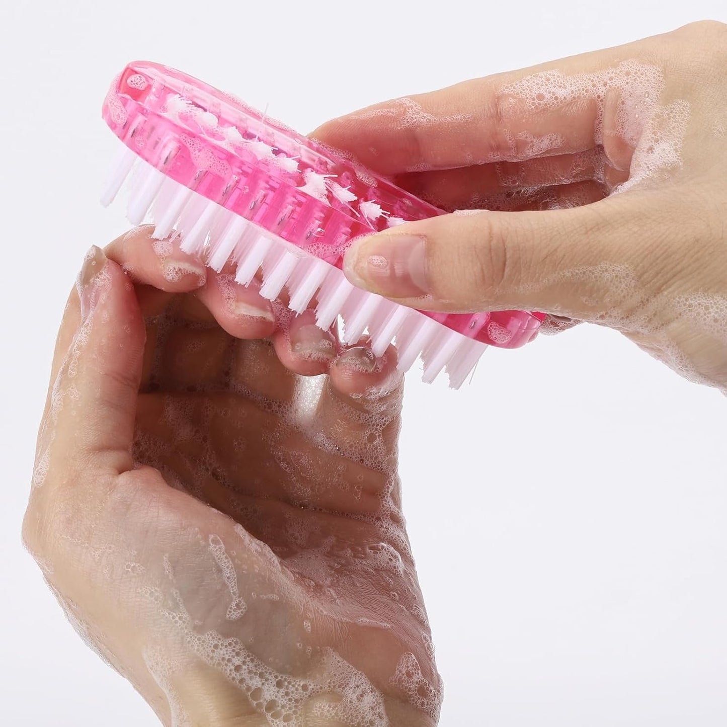 Nail Cleaning Brushes Plastic for Fingernails 2-Sided Non-Slip Brush Nail Brushes 4 Pack(Pink and Purple)