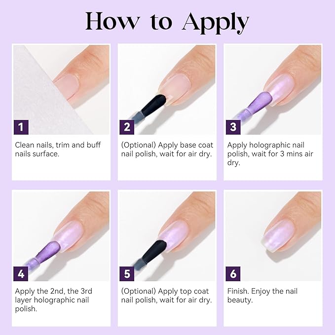 MIZHSE Quick Dry Mermaid Pearl Nail Polish, Purple Aurora Effect Nail Polish 15Ml, Fingernail and Toenail Polish Glossy Long Lasting Home DIY Nail Art Gift