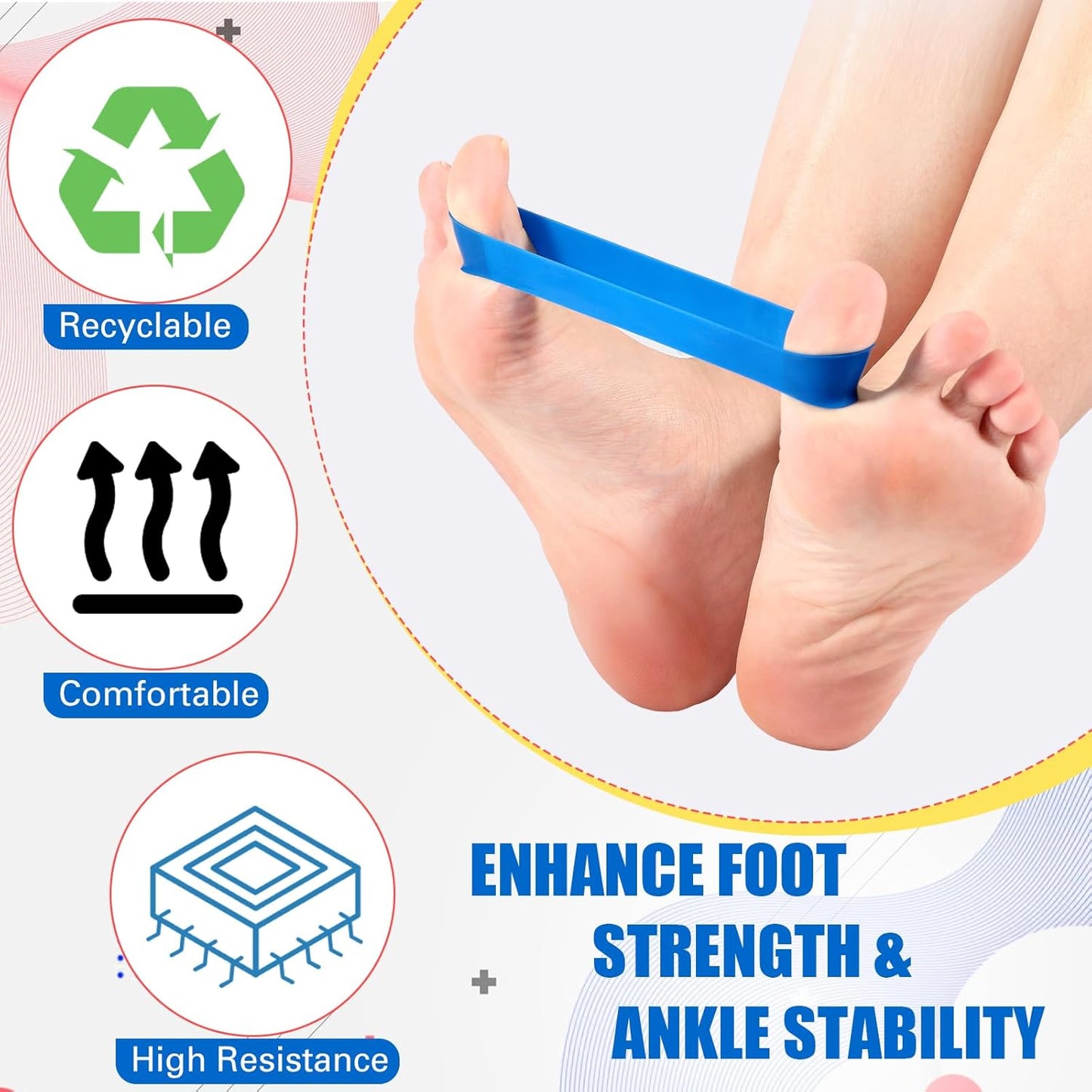 Set of 5 Toe Stretcher Bands for Bunions Correction Foot Big Toe Spacers Resistance Straightener Loop Bands with Carry Bag for Women Men Hallux Valgus Alignment Yoga Exercise(Multicolor)