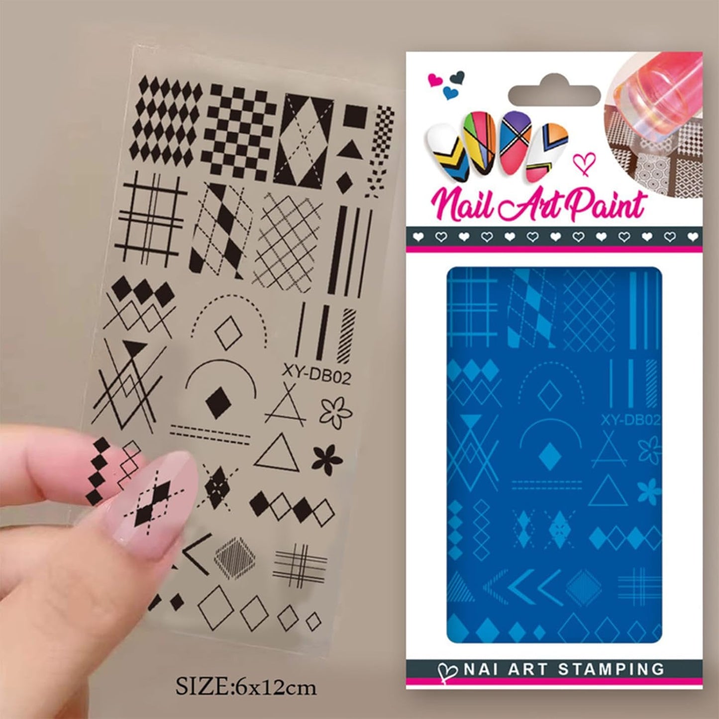 AddFavor Nail Stamping Plate Kit with Nail Stamp and Scraper, 5pcs Star Butterfly Geometric Nail Stamper Kit for Home Salon Manicure Polish Print Stencils Design Tools