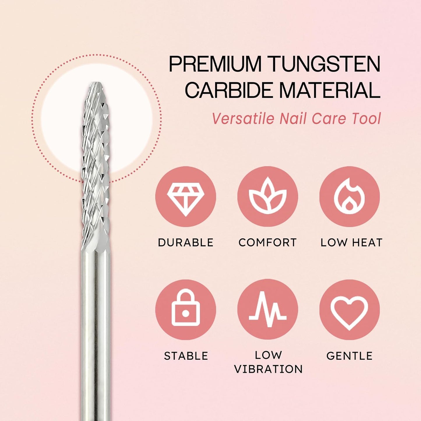 PANA 3/32" Cuticle Clean Nail Carbide Bit for Professional, Nail Salon, Nail Trimmer, Under Nail Cleaner, Electric Drill Machine, Manicure Tools (Silver-UNC, Coarse)