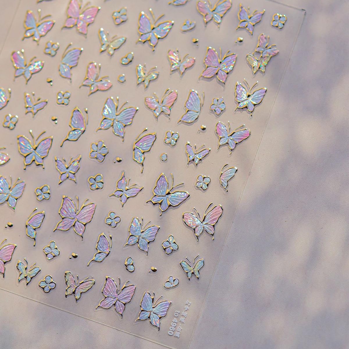 1 Sheet Gradient Butterfly Nail Stickers, Hot Stamping Design Butterfly Nail Decals, 5D Embossed Self-Adhesive Nail Design Stickers for Women DIY Spring Manicure Decoration