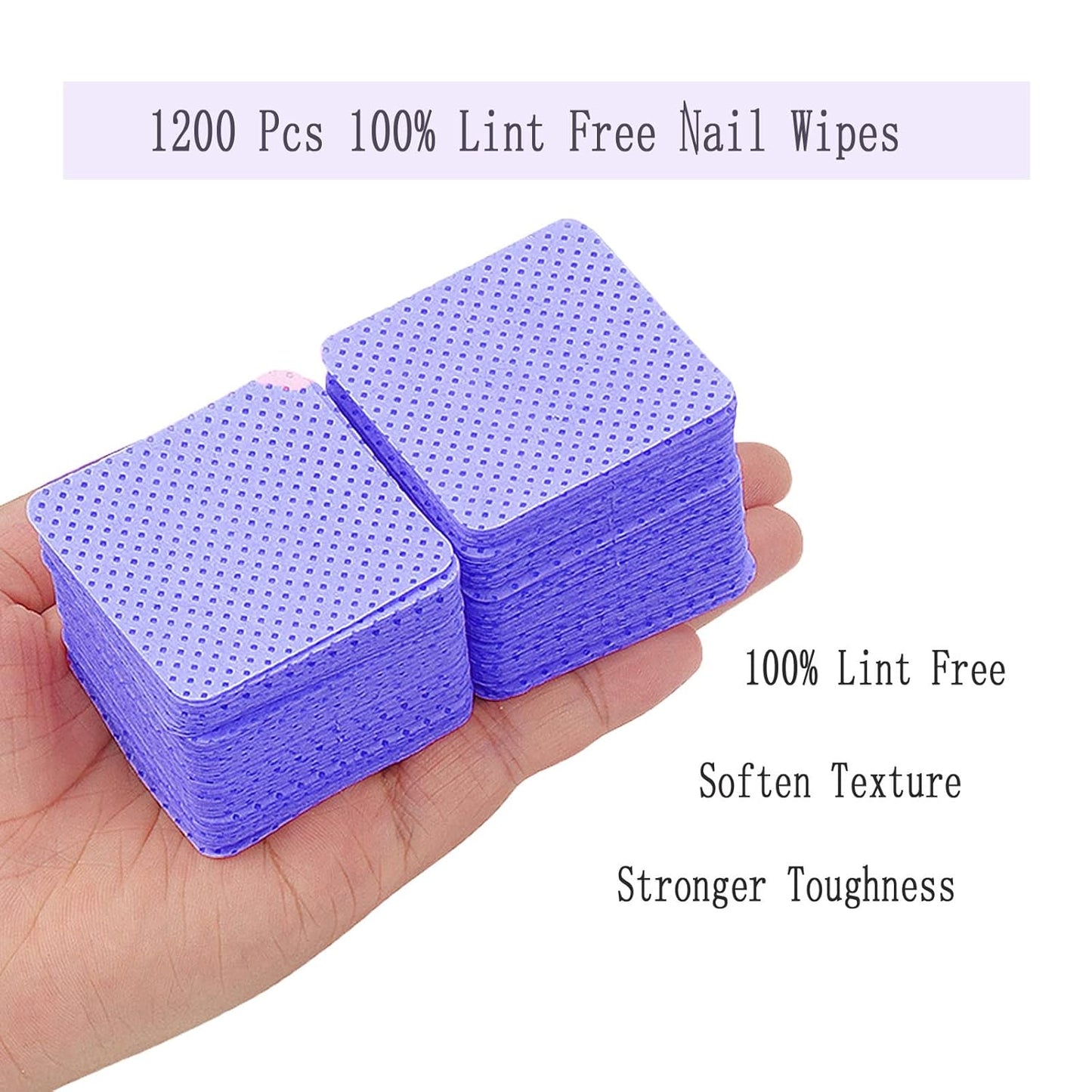 1200 PCS Lint Free Nail Wipes, Nail Polish Remover Pads Wipes, Lint Free Cotton Pads Wipes Non-woven Fabric Lash Glue Wipes, Soft Gel Nail Wipes Eyelash Extension Glue Wipes, Lash Glue Cleaning Pads