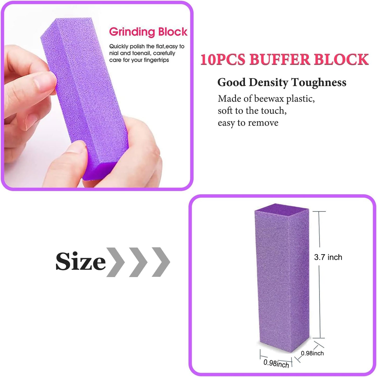 20PCS Nail File Buffer Set for Natural Nails,100 180 Grit Nail File,4 Sides 120 Grit Sanding Buffer Nail Block for Gel Acrylic Nails Professional Manicure Tool,Purple