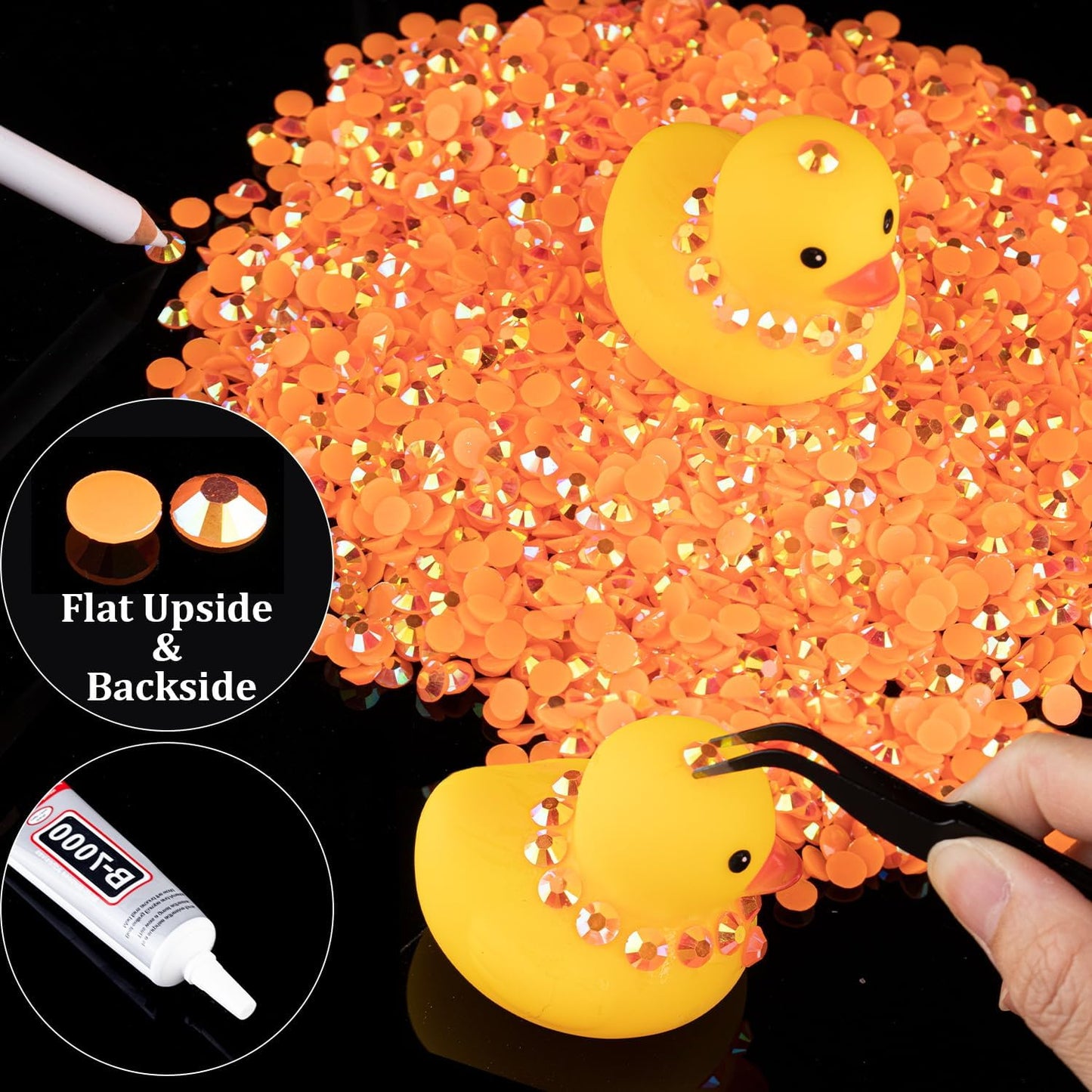 6000pcs 4mm Resin Rhinestones Bulk, Orange AB Flatback Round Jelly Rhinestones Bedazzling Non Hotfix Crystal Gems Large Quantity Wholesale for DIY Crafts Clothes Bottles Tumblers Face Makeup Manicure