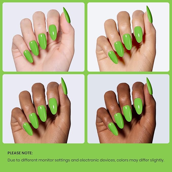beetles Gel Polish Forest Green - 15ml Lime Green Color Gel Polish Solid Neon Color Soak Off LED UV Manicure Art Design Salon Home DIY for Women & Girls