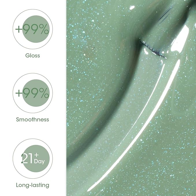 GELLEN Green Gel Polish, No Chip Sage Green Gel Polish for U V Light Soak Off LED Light U V Gel Nail Polish for Gift, Color No.67