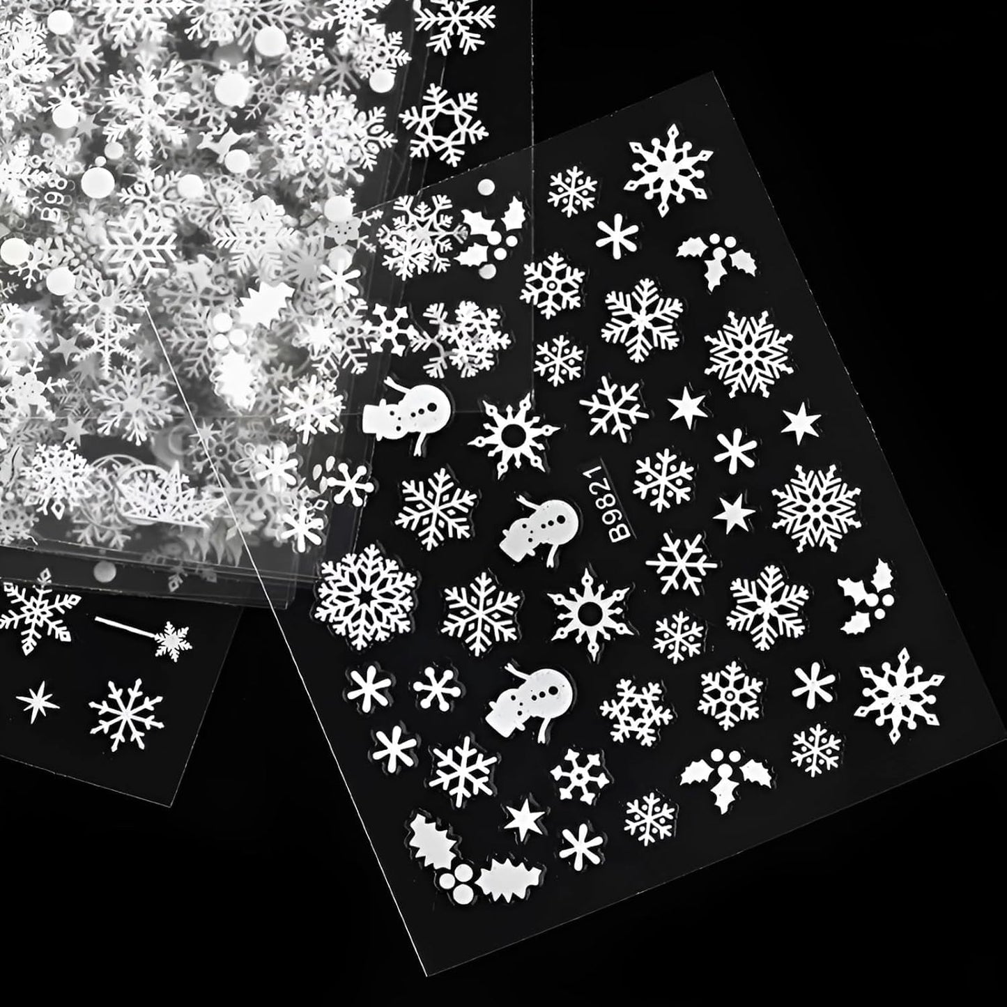 30 Sheets Snowflake Nail Stickers Decals 3D Self-Adhesive White Christmas Nail Art Stickers Santa Claus Elk Snowmen Nail Supplies New Year DIY Nail Decals Accessories