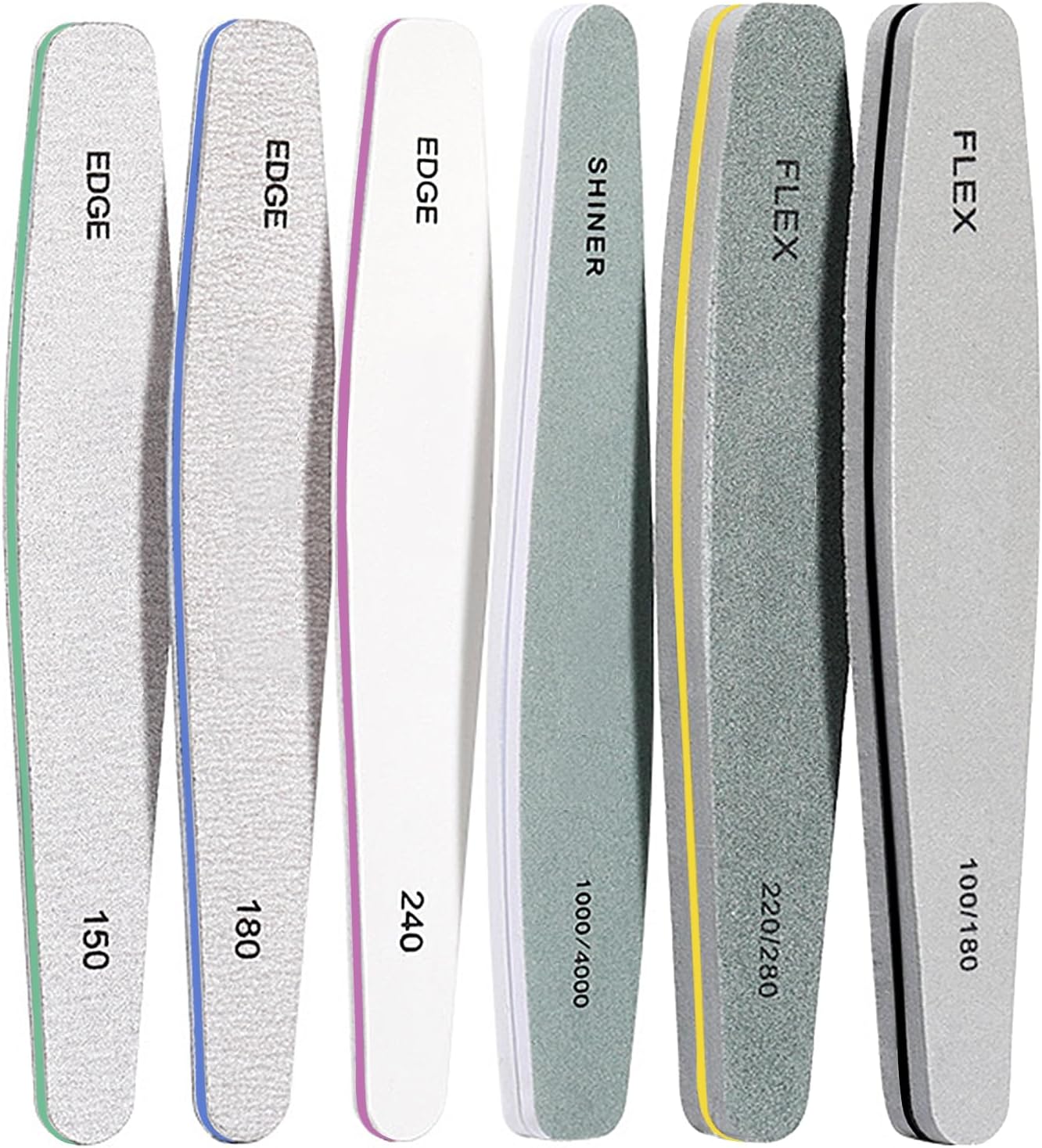 Nail Files For Natural Nails,6 Pcs Nail File And Buffer Set Emery Nail Filer Professional Fingernail Files 100/180/240/150/220/280/1000/4000 Grit Nail Files For Women,Manicure Salon Tool