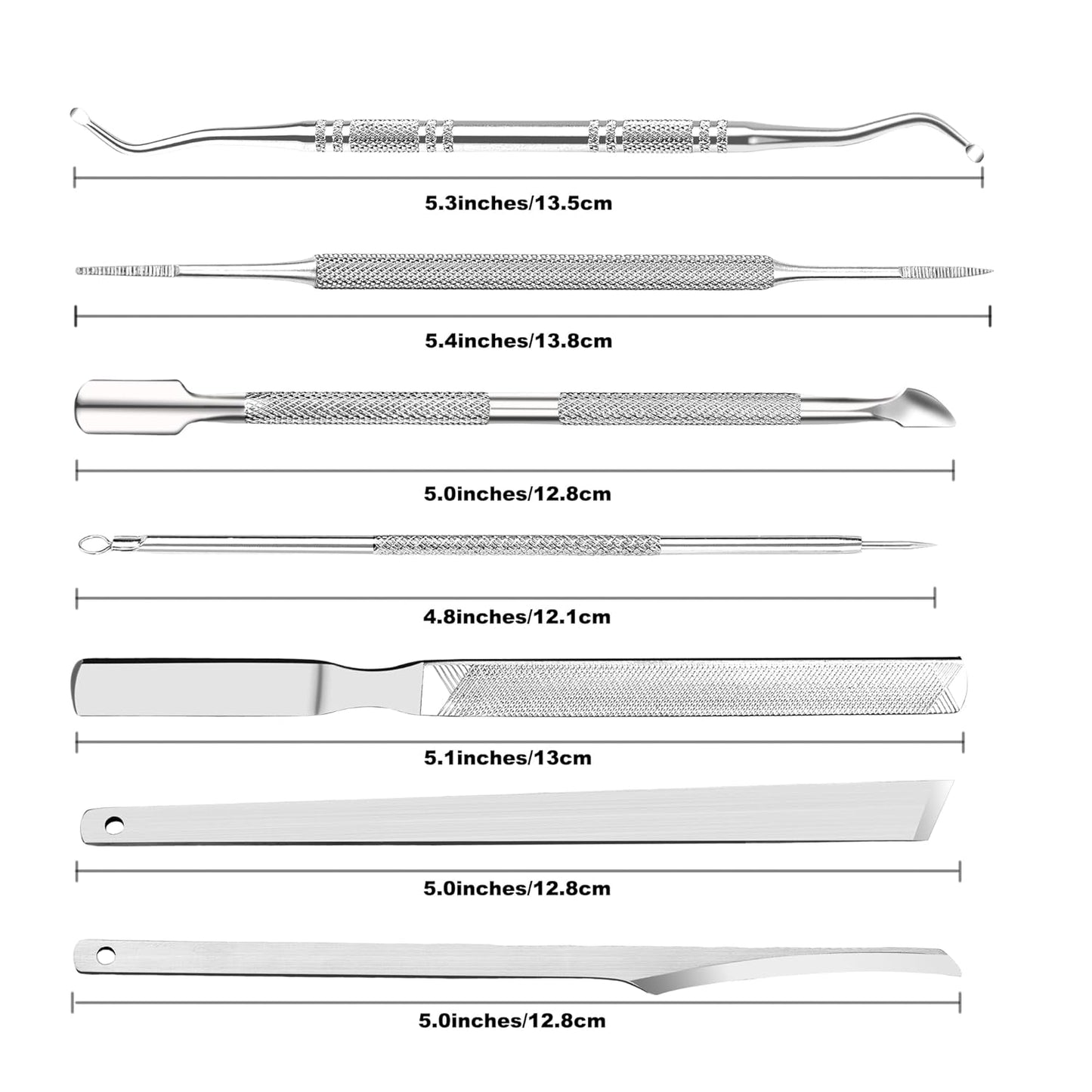ZIZZON 7 Pcs Ingrown Toenail File and Lifters Set, Stainless Steel Ingrown Toenail Removal Kit, Under Nail Cleaner Pedicure Tools