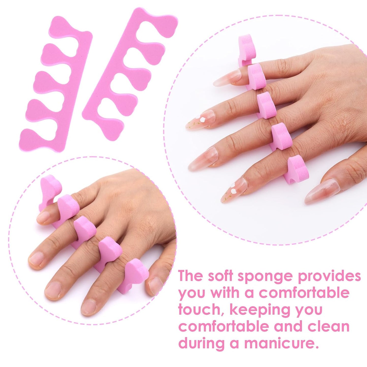 14 Pcs Toe Separators for Women Pedicure, Toe Separators for Pedicure, Pedicure Toe Separators, Comfortable Toe Dividers for Nail Art, Polishing, Pedicure (Pink)