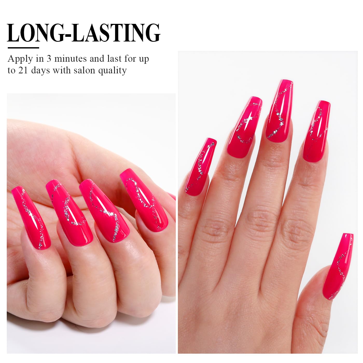 Imtiti Pink Gel Nail Polish, Hot Pink Gel Polish High Gloss Soak Off UV LED Spring Summer Art Manicure Salon DIY Design 10ML