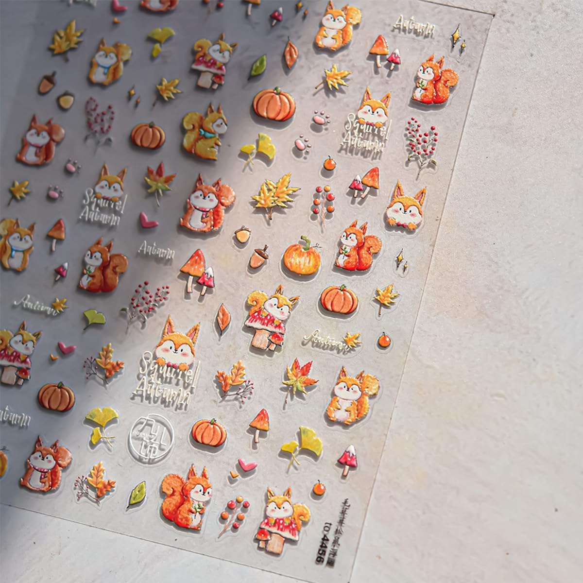 Fall Nail Stickers 5D Embossed Maple Leaf Pumpkin Squirrel Nail Decals Fall Leaves Nails Design Thanksgiving Day Nail Art Stickers Self-Adhesive Maple Leaves Sticker for Women DIY Manicure Decor 1Pcs