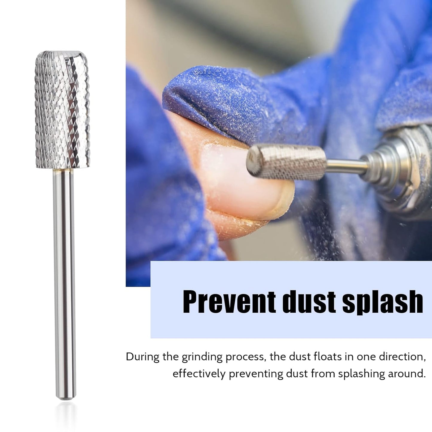QUNZHAO Nail Drill Bits Dust proof bit Tungsten Steel Fast remove Acrylic or Hard Gel 3/32" Shank - Manicure, Nail Art, Drill Machine (Fine-F, Silver)