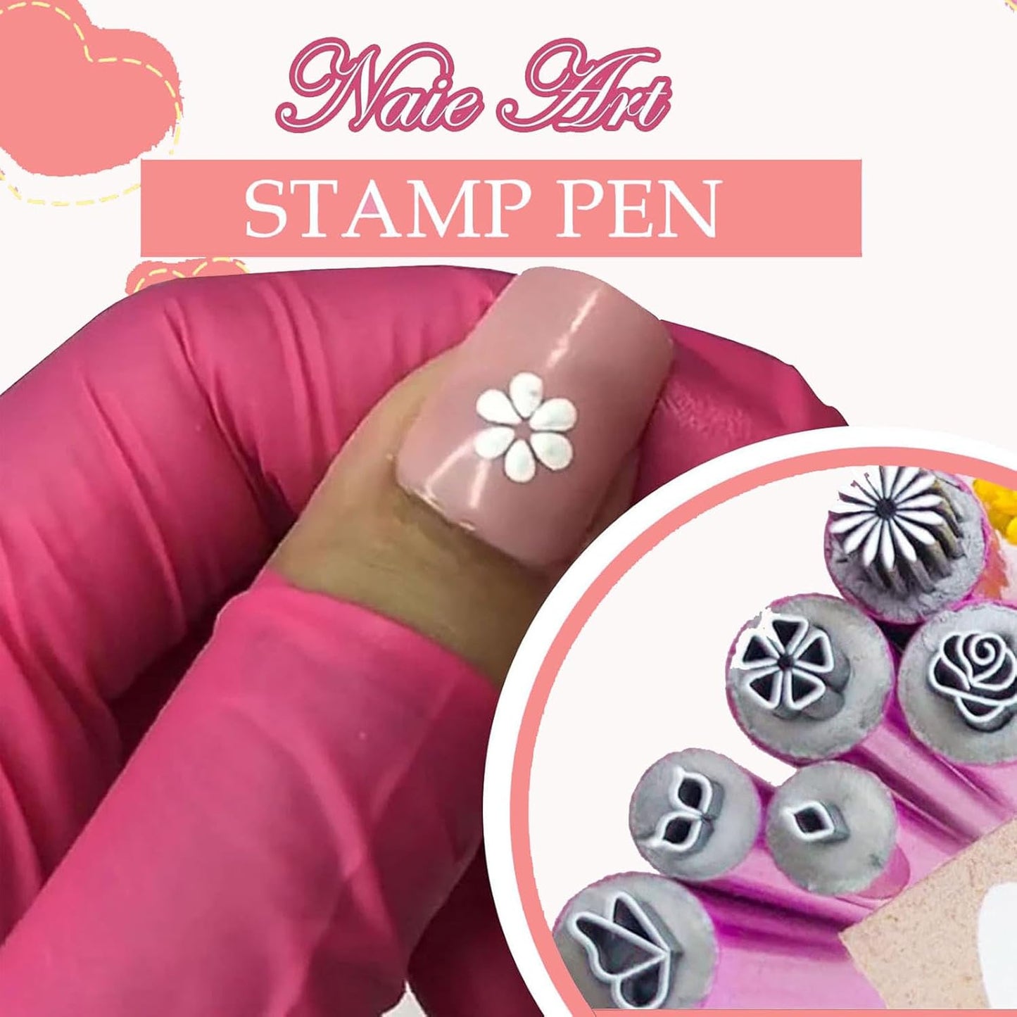 Nail Art Stamp Pen Set, Nail Art Stamp Stamps Pen –DIY Nail Art Tools, Butterfly & Rose Patterns Nail Stamping Tools for Creative DIY Home Manicures (15pcs)