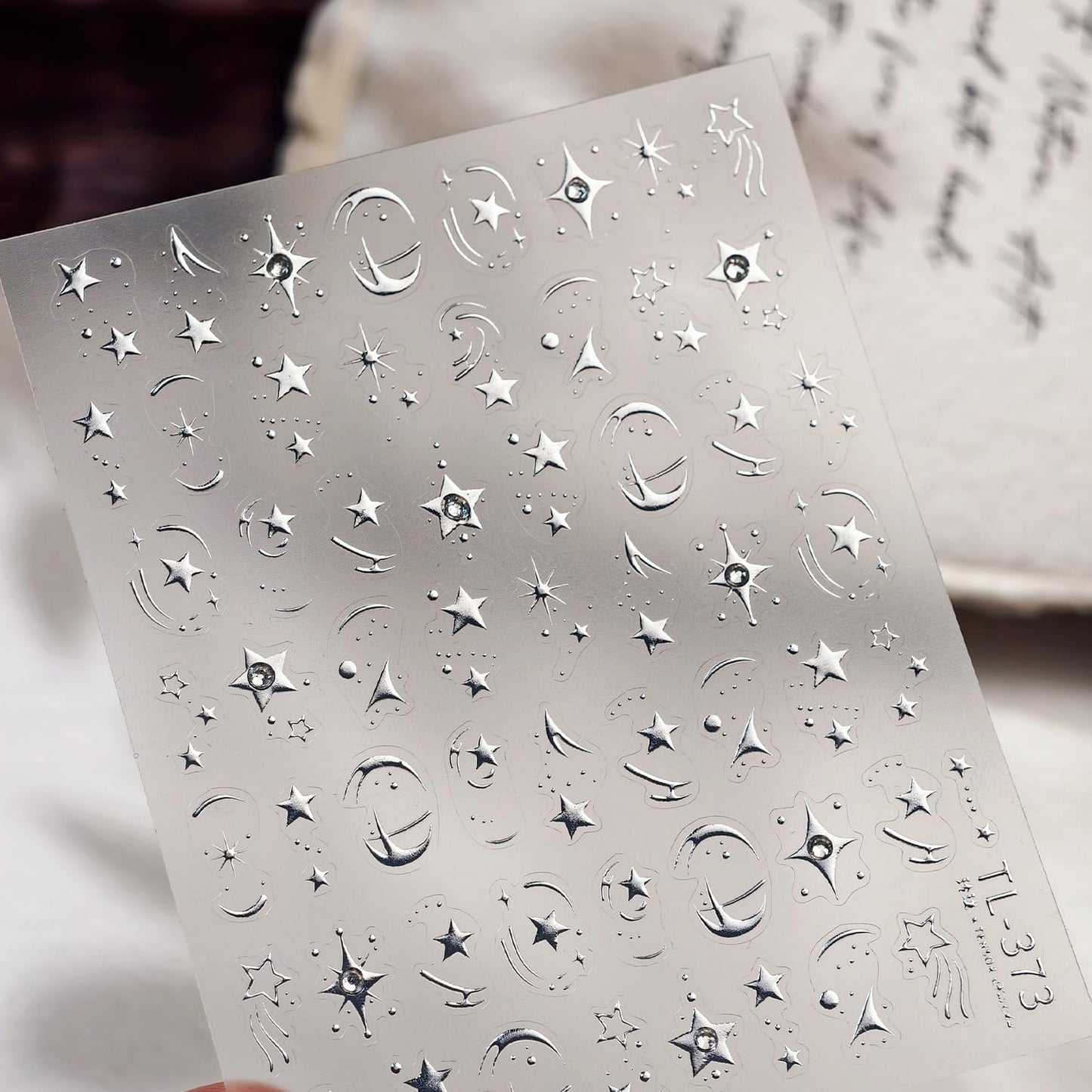 Shine Silver Star Nail Stickers for Nail Art 5D Embossed Self-Adhesive Pentagram Nail Decals with Rhinestones Designs for Women DIY Manicure Supplies Decorations 1 Sheets