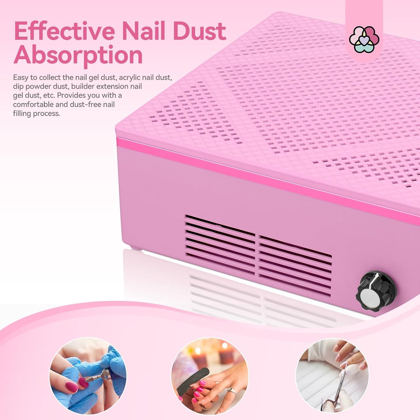 SAVILAND Nail Dust Collector, 60W Powerful Nail Vacuum Dust Collector Cleaner, Compact Dust CollectorTech with Dust Brush, Reusable Filter Manicure Tool for Acrylic Nail Gel Polishing,Salon & Home