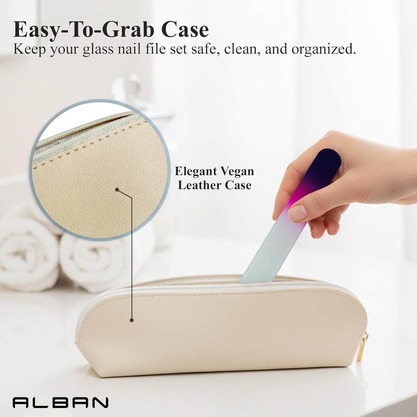 Alban Czech Glass Nail File Parent (Purple & Pink & Royal Manicure, 5, Count, 180/240 Grit)