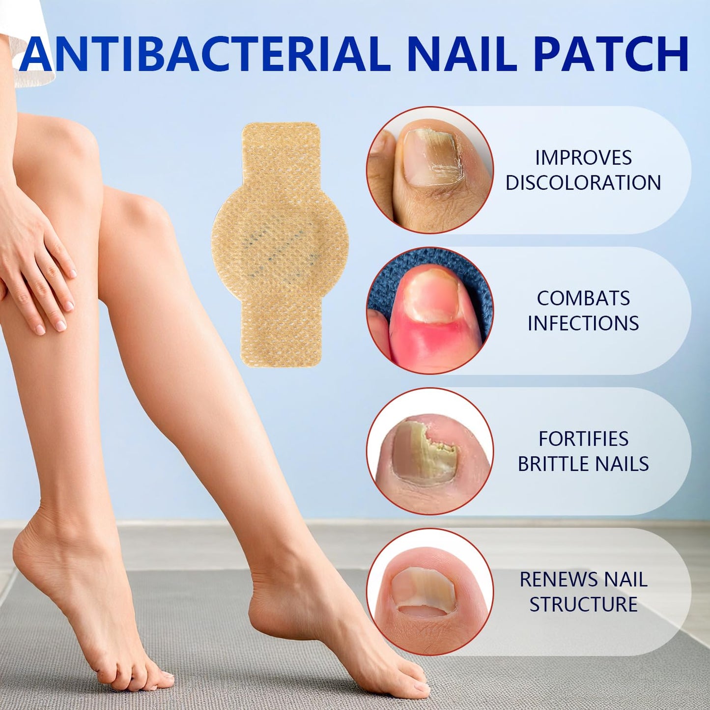 Toenail Repair Extra Strength,Nail Patches 21 PCS, Overnight Nail Fast Acting Repair Effortless Hydrogel Nail Care for Men and Women
