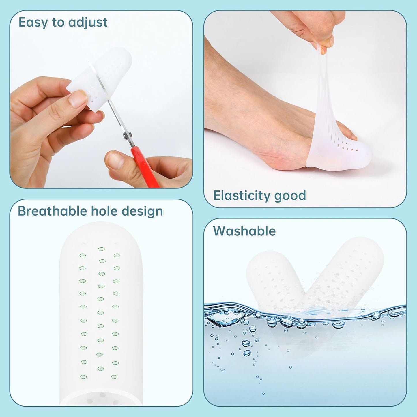 Extended Big Toe Cap for Men, 10 Pcs X-L Breathable Toe Protector Toes Cover Sleeves with Holes, Provides Relief from Missing or Ingrown Toenails, Corns, Blisters, Hammer Toes, Reduce Friction