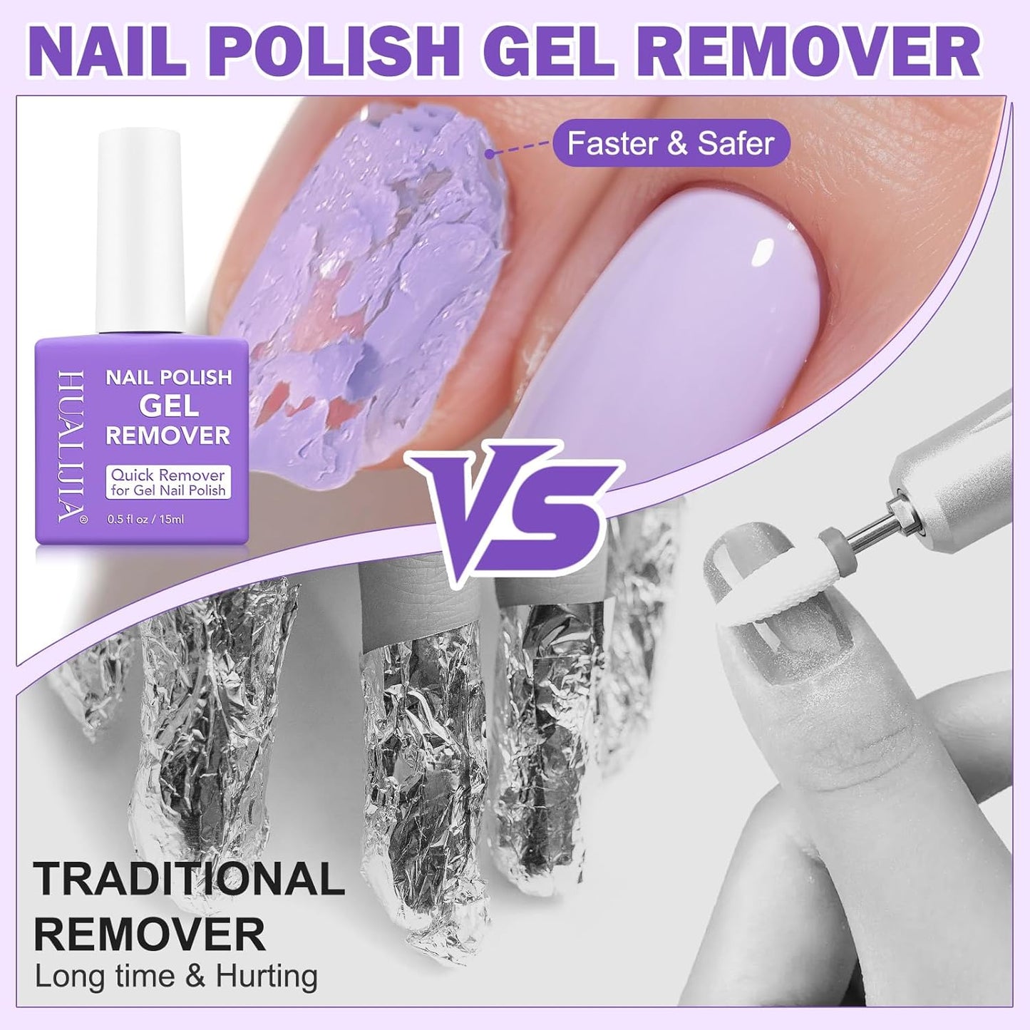 Gel Nail Polish Remover, Gel Polish Remover for Nails - Quickily and Easily Removes Gel Nail Polish at Home in 2-5 Mins - No Need for Foil, Soaking or Wrapping, 0.5 fl oz