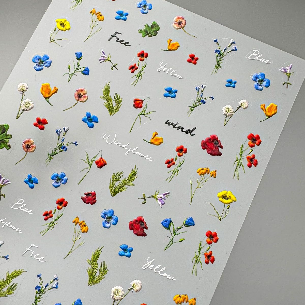 Flower Nail Art Stickers Decals Flowers Nail Stickers Summer Floral Plant Nails Design 5D Embossed Flower Nail Decals Spring Manicure Supply for Women Nails Decoration