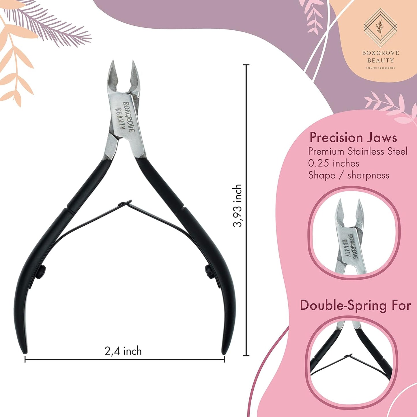 Professional Cuticle Cutter & Pusher Trimmer Manicure Tools with Double Spring– Perfect Nail Care Tool for Manicure & Pedicure Beauty at Home/Spa/Saloon