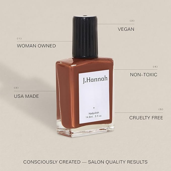 J. Hannah Nail Polish – Vegan, Non-Toxic, Cruelty-Free, Gluten-Free, Long Lasting, USA Made, Southwestern Red Rock Color (Ghost Ranch)