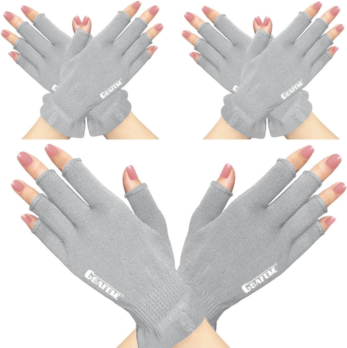 GSAFEME Cotton Gloves Eczema - Fingerless Touchscreen Moisturizing Gloves for Dry Hand Sleeping - Cotton Gloves for Men and Women, Gray S/M 3 Pairs