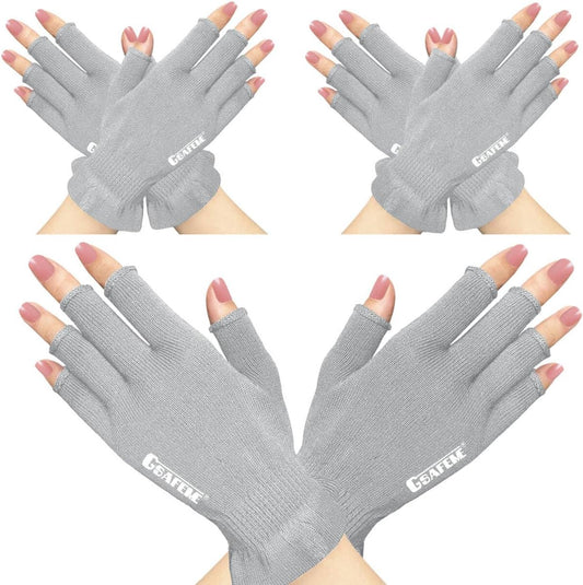 GSAFEME Cotton Gloves Eczema - Fingerless Touchscreen Moisturizing Gloves for Dry Hand Sleeping - Cotton Gloves for Men and Women, Gray L/XL 3 Pairs