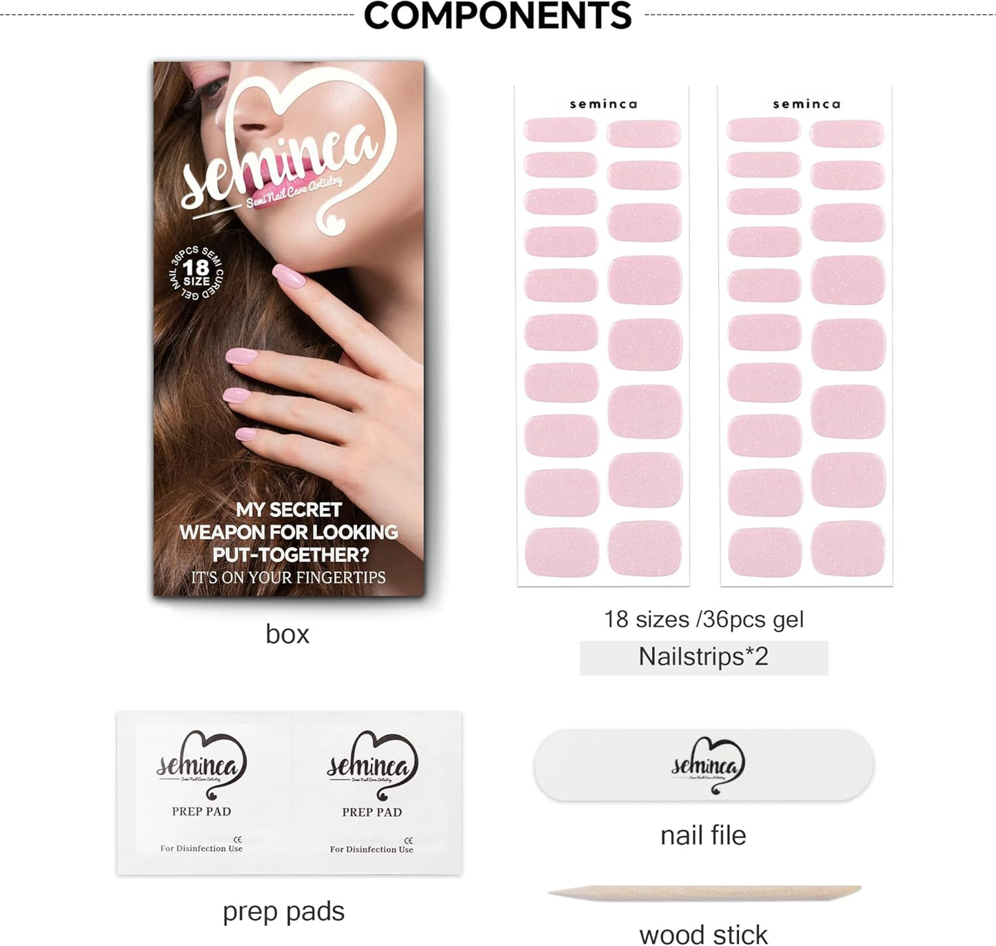 Semi Cured Gel Nail Art Wraps-Multi-Size Semi Gel Press On Nails Stickers for Large/Medium/Small Nail Beds,No Damage Removal Works with Any UV/LED Lamps(Glazed Donut)