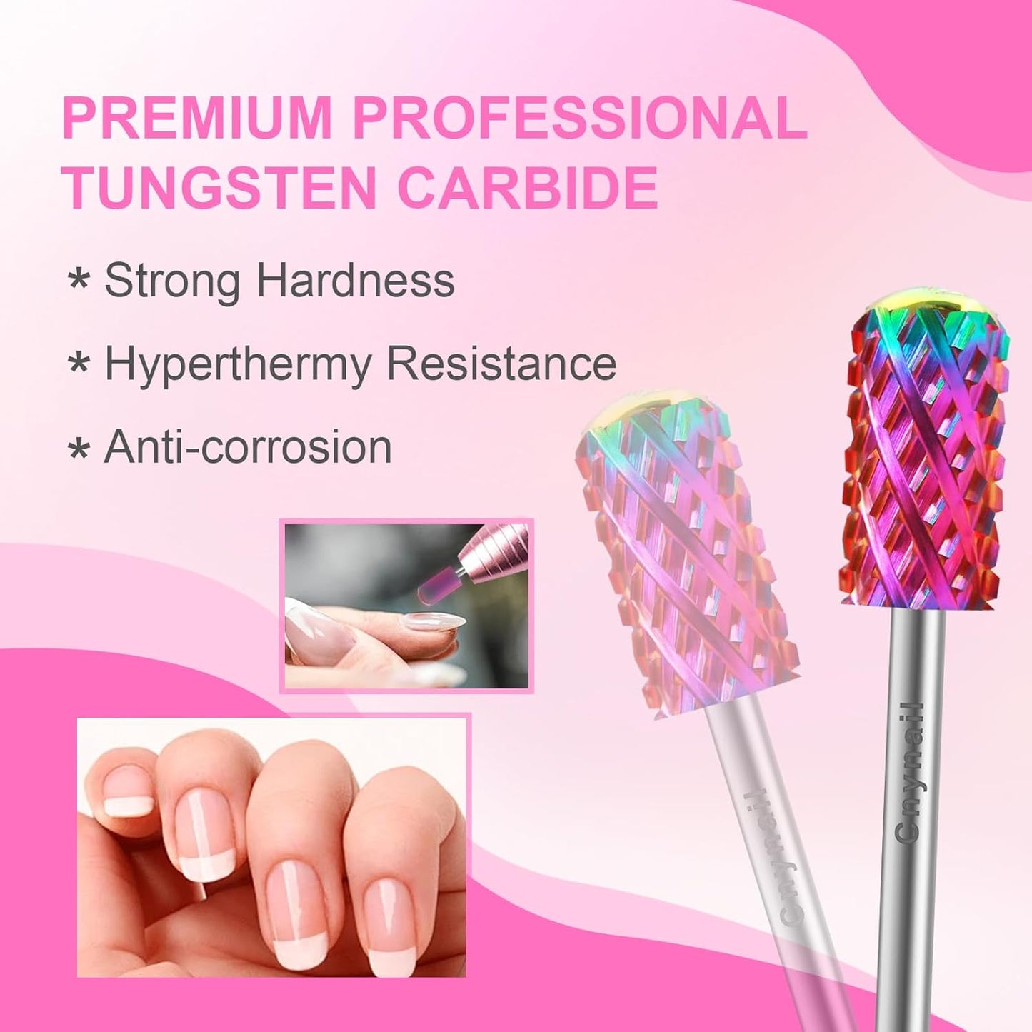 3/32" 2PCS Large Barrel Smooth Round Top Tungsten Carbide Nail Drill Bit Safety Bit for Gel & Acrylic Removal, 2-Way Rotating Efile Tip, Salon Electric File Accessory (4XC Grit, Multicolor)
