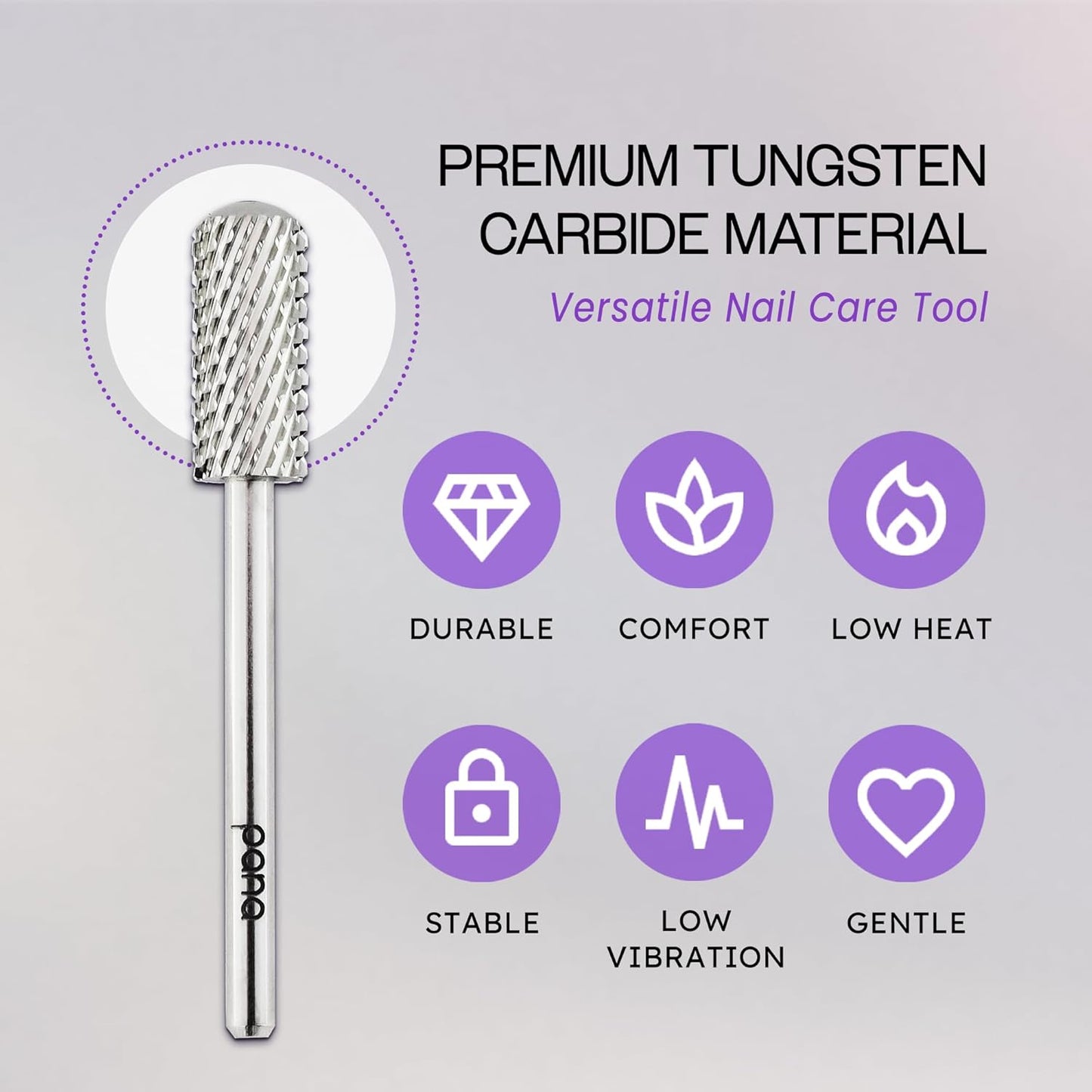 PANA 3/32" Small Smooth Round Top Safety Carbide Nail Drill Bit for Gel Polish & Acrylic Removal Nail Salon Manicure Pedicure Electric File Tools (Small Barrel - Silver, Coarse)