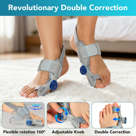 Bunion Corrector for Women Big Toe, Upgraded Adjustable Fix Bunion Relief, Men Big Toe Separator with Soft Gel Pad for Left/Right Feet Fit for All Foot Sizes (Gray 1Pcs)