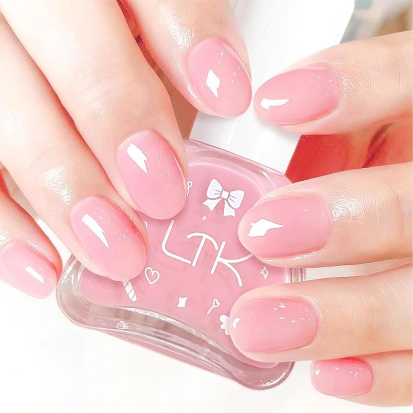 COSMOO 12ml Jelly Pink Nail Polish, Girl's Pink Long-Lasting Quick Dry Nail Lacquer for Nail Art Varnish, 0.41 fl oz