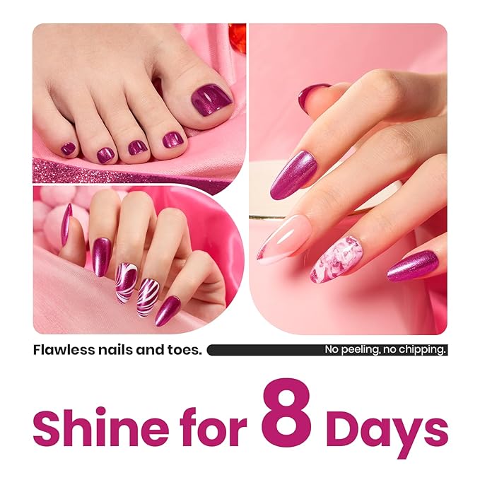 Beetles Hot Pink Nail Polish 15ml, Fast Drying & Long Lasting Glitter Nail Polish Pink Nail Lacquer Glossy for DIY Nail Salon-Quality Results