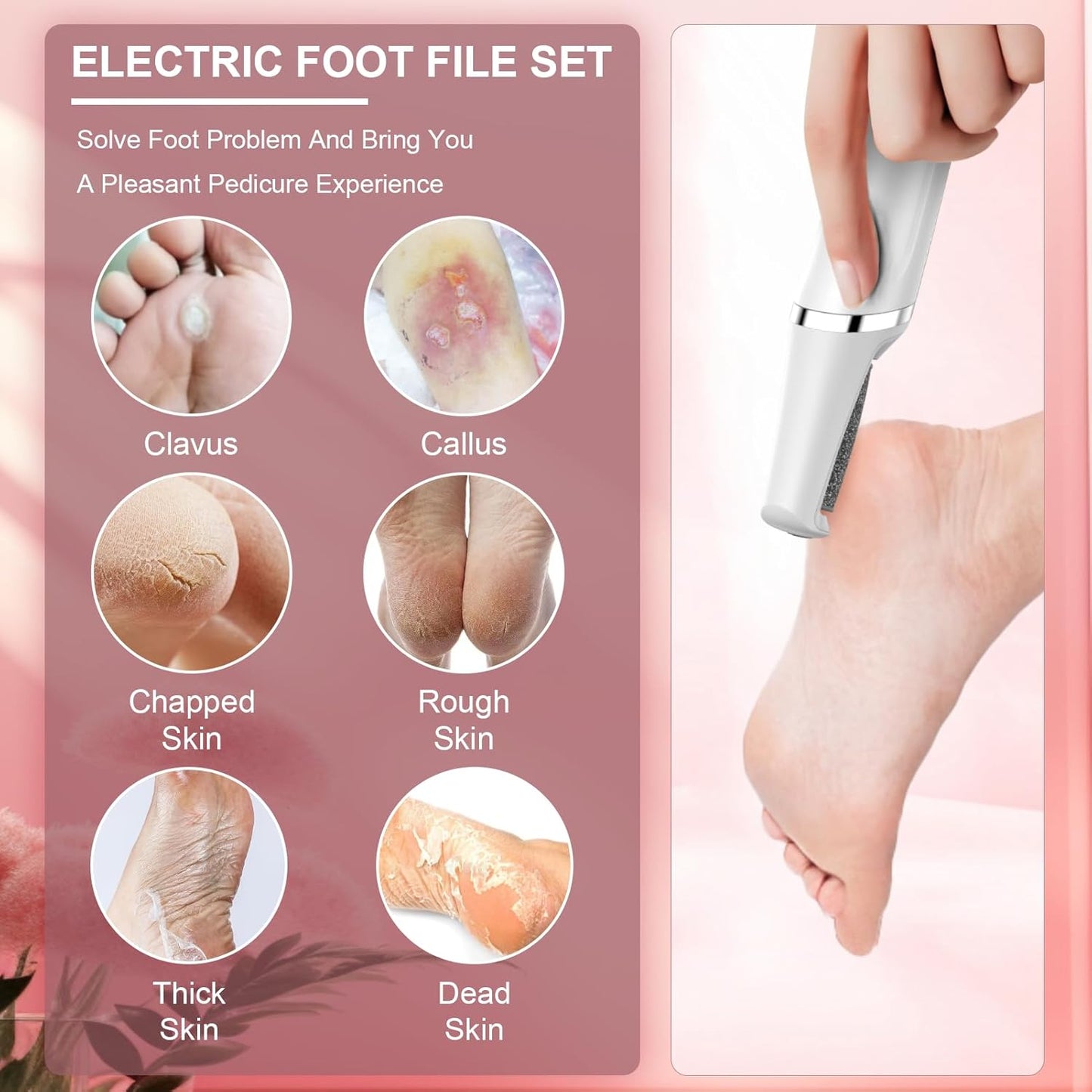 Electric Foot Callus Remover,3 Rollers,3 Speeds, Professional Electric Foot File Pedicure Tool Foot Scrubber for Feet Dead Skin,Smooth Pedicure Wand Feet Spa Care Kit for Men & Women,Ideal Gift