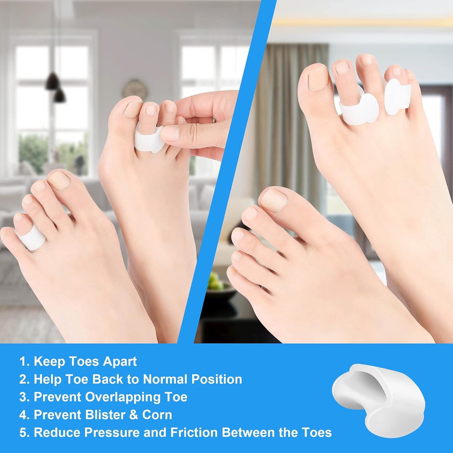 Toe Spacers for Feet Women& Man, Bunion Corrector Pinky Toe Separators, Silicone Small Toe Protector Spreader, Toe Correct Toe Separators for Overlapping Toes Women
