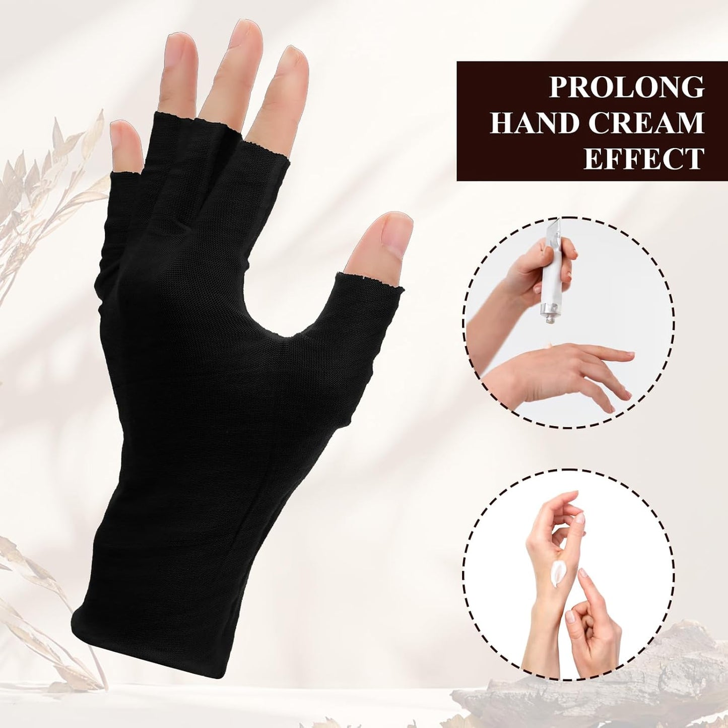 7 Pairs 100% Cotton Gloves, Black Breathable Moisturizing Night Glove for Dry Hands & Overnight Care, Fingerless Design Touchscreen-Friendly Gloves for Women & Men