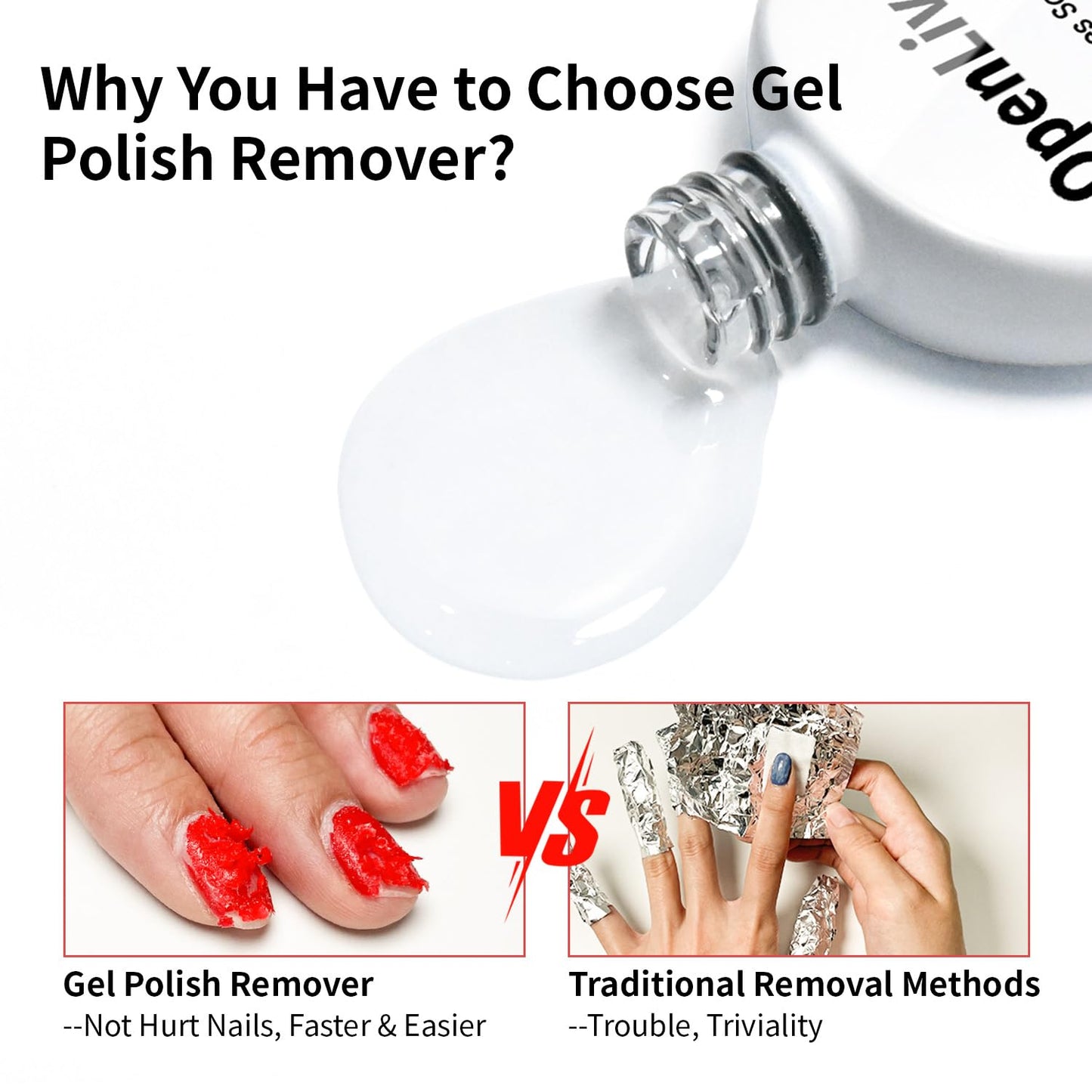 2 Bottles of 10ml Nail Gel Quick Remover, Professional Nail Gel Remover, Removes Quickly and Easily in 3-5 Minutes, No Need to Soak or Wrap the Gel Remover