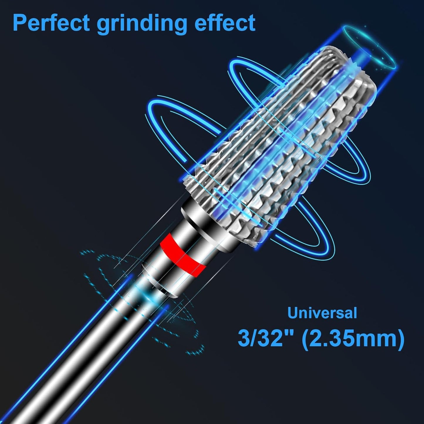 Diesisa 2 Pack Nail Drill Bits for Acrylic Nails, 3/32" Shank Drill Bits for Nails Professional Electric Nail Drill Bits for Home Salon/Fine+Medium Nail Bits - 5 in 1 Cylindrical bit