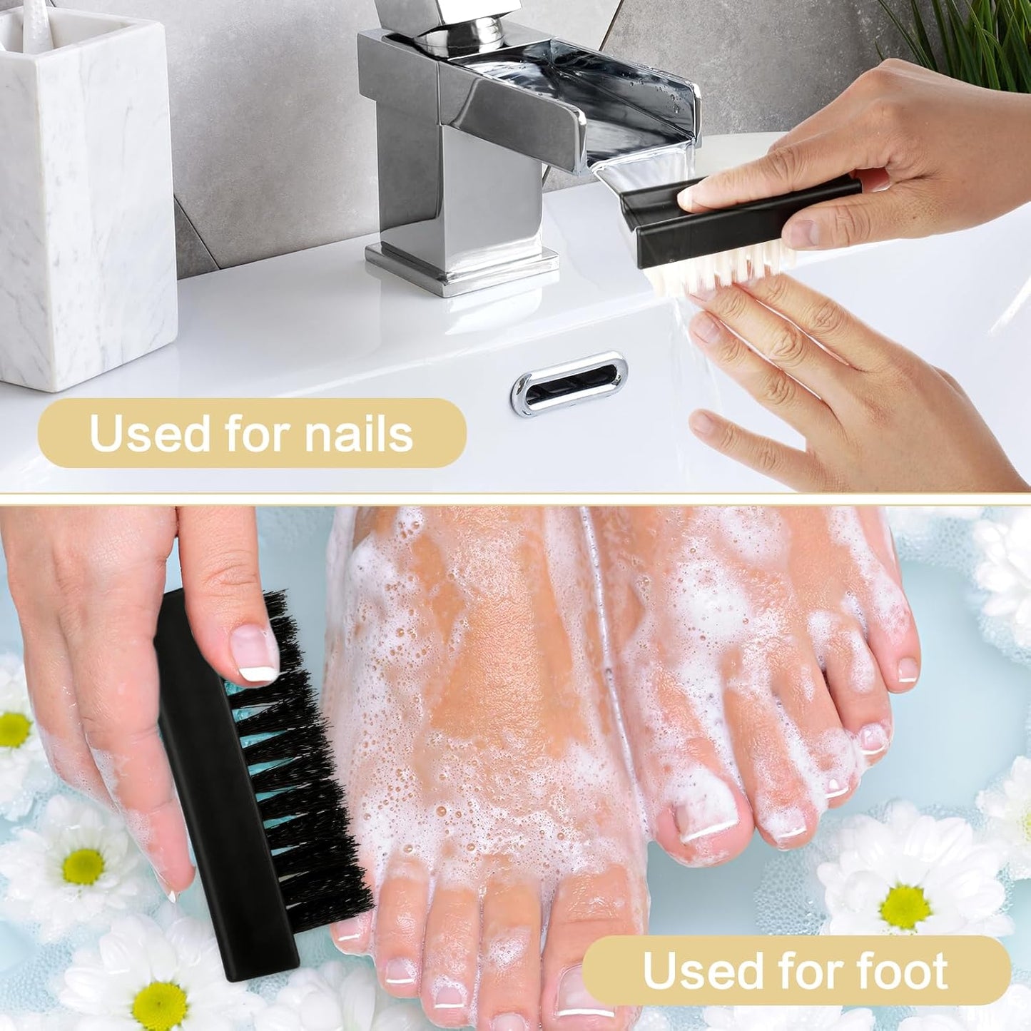 Hand Nail Brush for Cleaning Fingernails, Durable Nylon Firm Stiff Scrub Bristles Nail Scrubber Brushes for Men Mechanics Gardeners Scrubbing under Fingers Foot Toes(3 Pack, Black+Yellow+White)