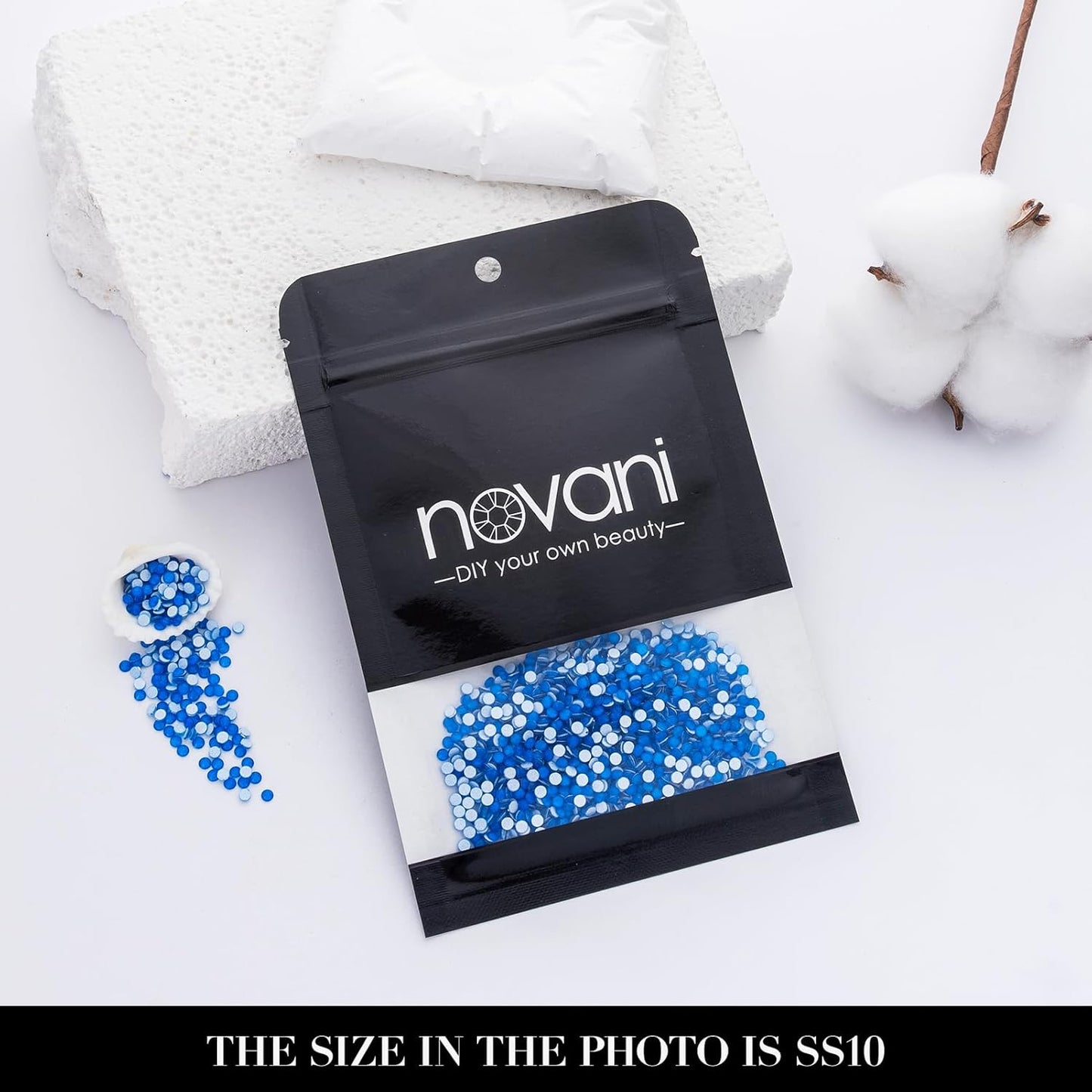 Novani 3000 Pieces Flatback Rhinestones Glass Round Gems Neon-Blue Crystals for Nail Art DIY Crafts Clothes Shoes,SS10,2.7-2.9mm