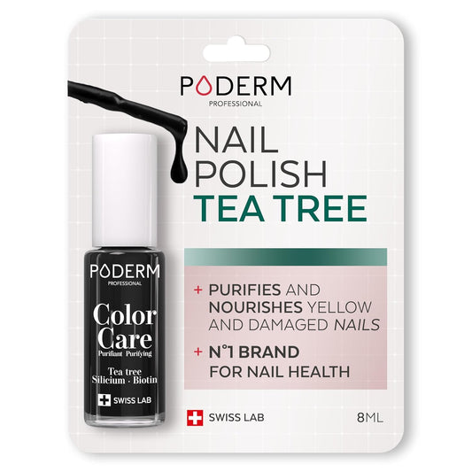 PODERM - Nail Polish – Enriched with Tea Tree – Improves nail appearance – Ingredients Natural/Vegan - foot/hand - Swiss Made (Jet Black)