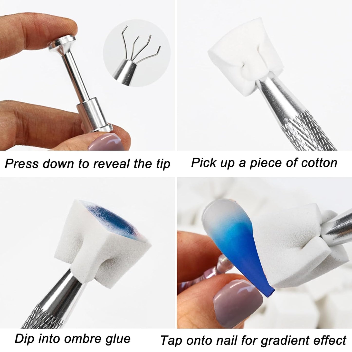100PCS Ombre Nail Art Sponge Kit – Gradient Sponges with Handle Tool for Gel Polish, Aura Effect, Korean Style Nail Designs, DIY Nail Supplies,Colorful