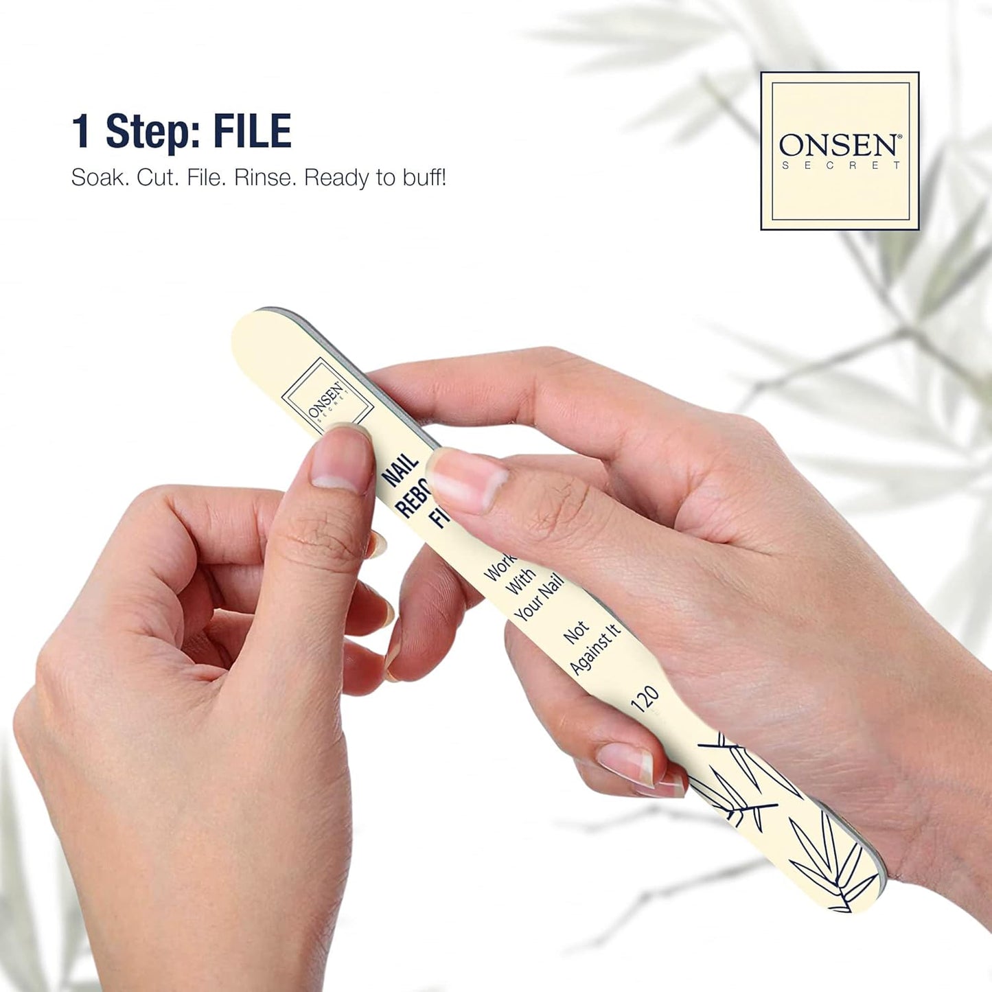 Onsen Secret Nail Care Kit - Includes Cuticle Oil 10ml, Japanese Nail Buffer and Shine Kit - Spa-Quality Manicure - Organic Ingredients - Long-Lasting Shine - Easy & Safe - 1pk