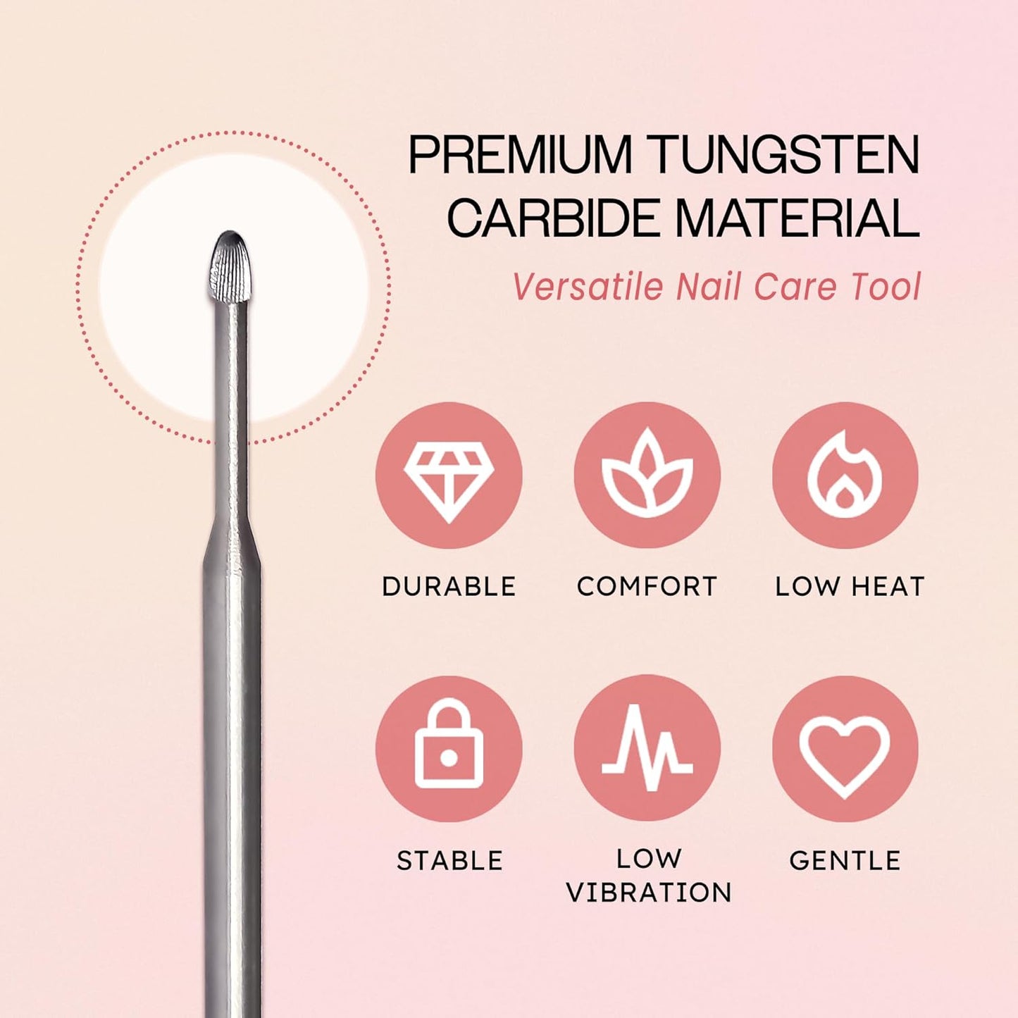 PANA 3/32" Carbide Cuticle Nail Drill Bit for Cuticle Cleaning, Dead Skin Removal, Gel Polish & Acrylic Removal, Under Nail Cleaner, Nail Salon, Manicure Tools (Snake Head - Silver, Fine)