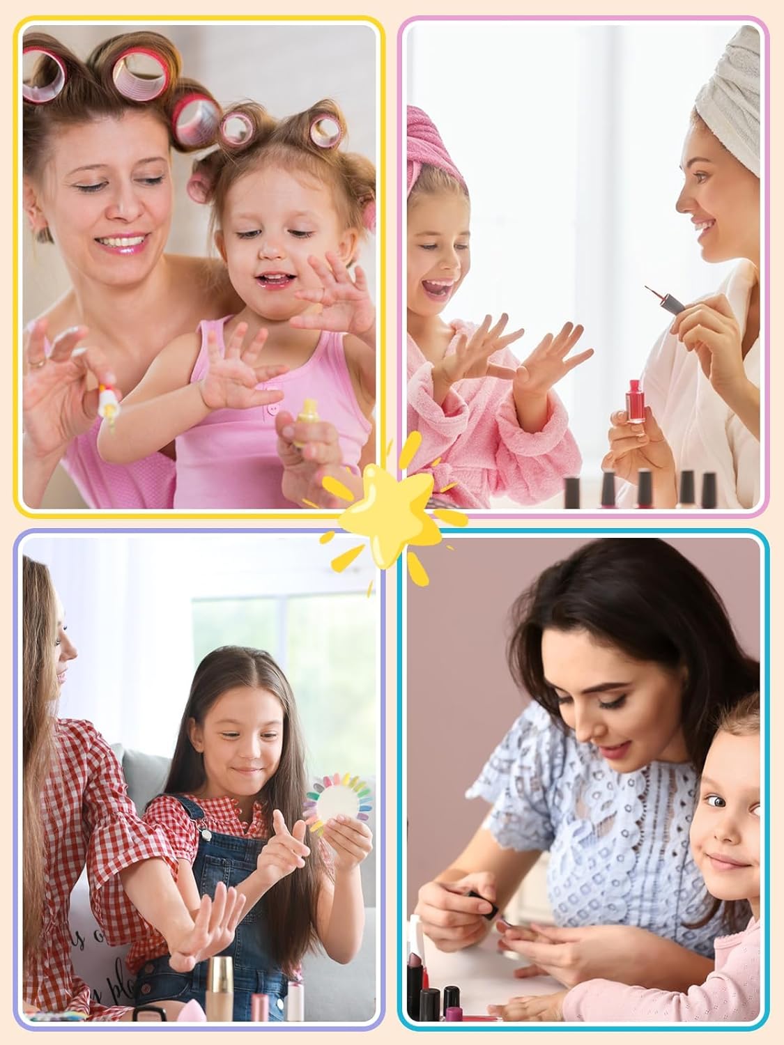 EBANKU 26 Pcs Kids Press on Nail Short, Floret Grid Fake Nails for Girls 5-12 Years False Nails Kit with Nail Glue, Full Cover Stick on Nails Tip for Child