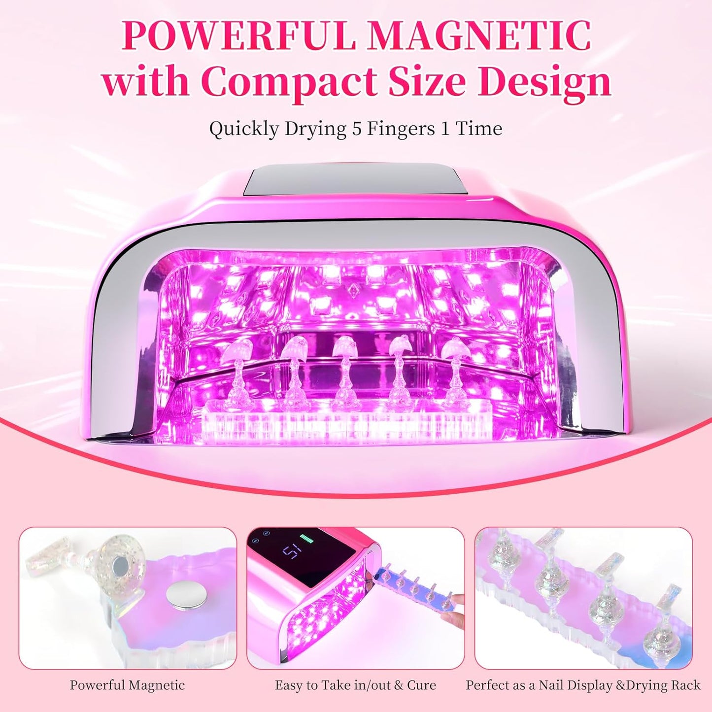 ANGNYA 2 Set Nail Stand, Aurora Nail Holder for Painting Nail Stand for Press on with Reusable Sticky Putty Nail Display Stand Nail Hand Practice Magnetic Nail Art Tools for Homes and Salons
