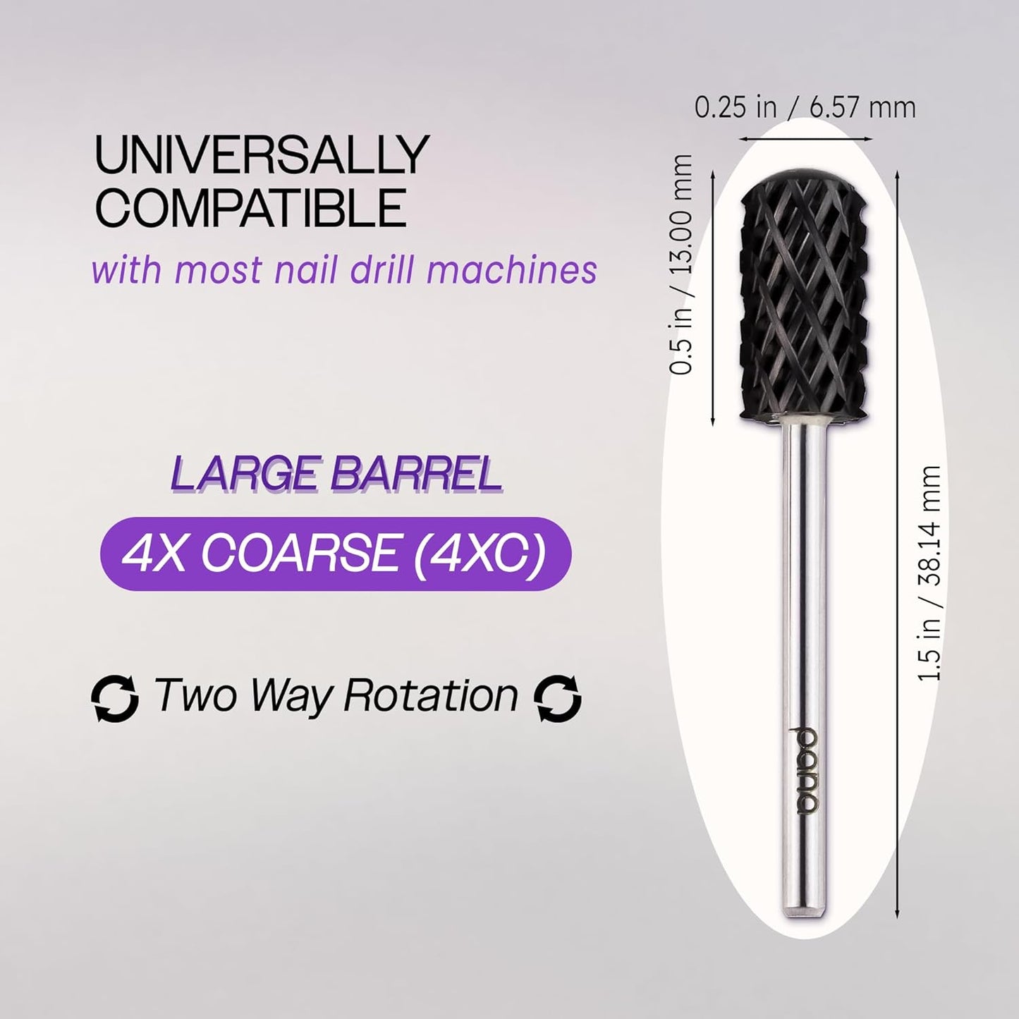 USA Pana 3/32" Safety Nail Carbide - Smooth Round Top Large Barrel Head for Electric Dremel Drill Machine - Grit Size: (5XC to Extra Fine) (4X Coarse, Large Barrel - DLC Black)